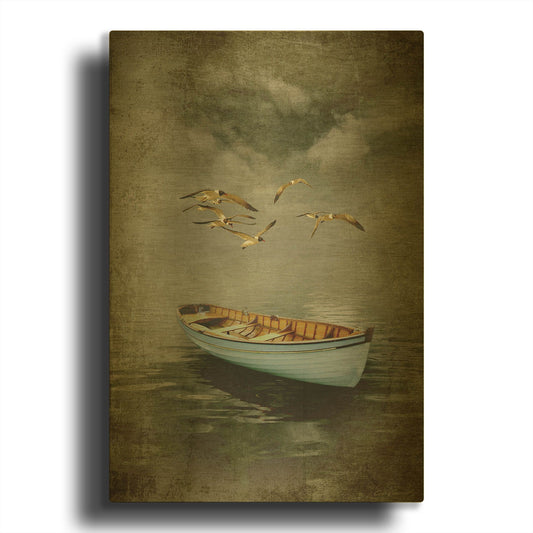 'Alone in the Mist' By Carlos Casamayor Gold Metal Wall Art