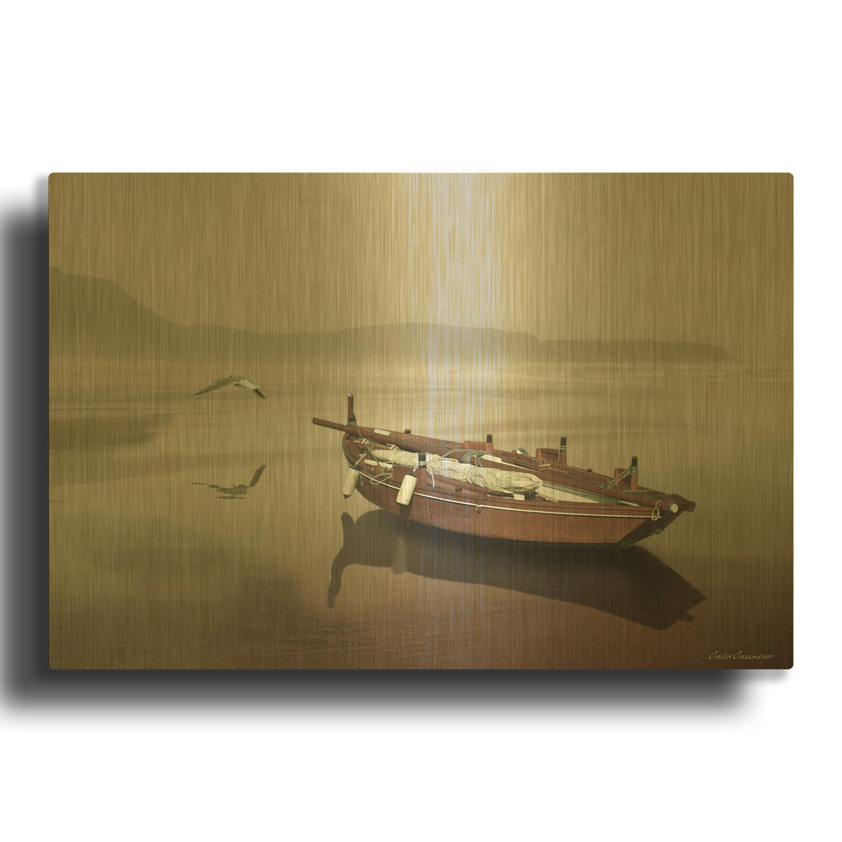 'The Solitude of the Sea' By Carlos Casamayor Gold Metal Wall Art
