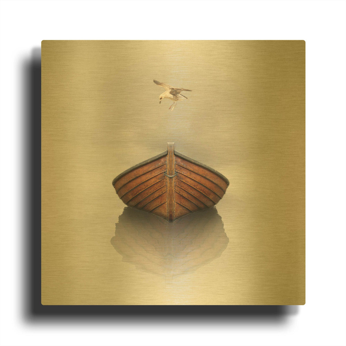 'Time Stopped 1 Square' By Carlos Casamayor Gold Metal Wall Art