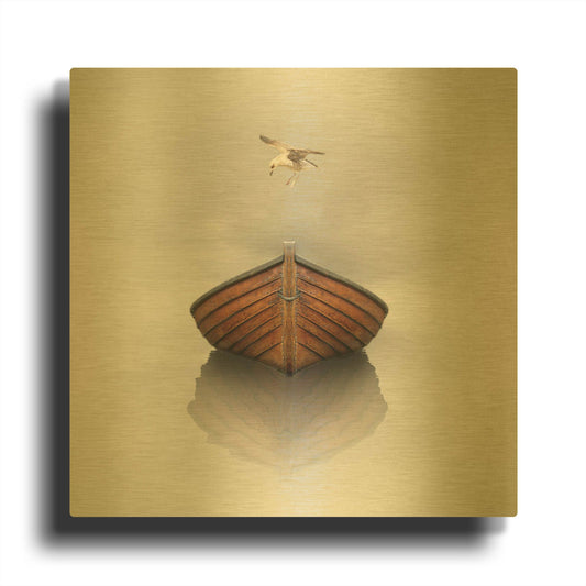 'Time Stopped 1 Square' By Carlos Casamayor Gold Metal Wall Art