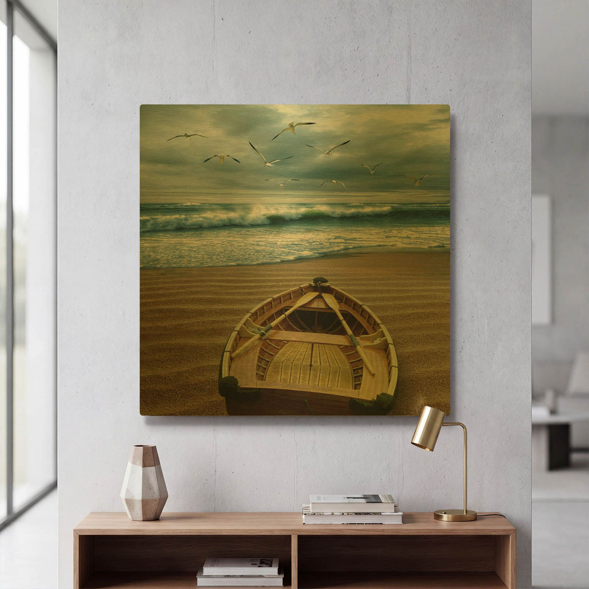 'Pacific 6 AM' By Carlos Casamayor Gold Metal Wall Art