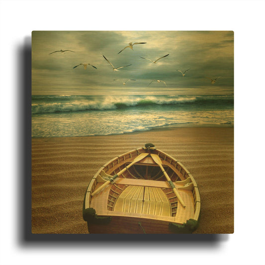 'Pacific 6 AM' By Carlos Casamayor Gold Metal Wall Art