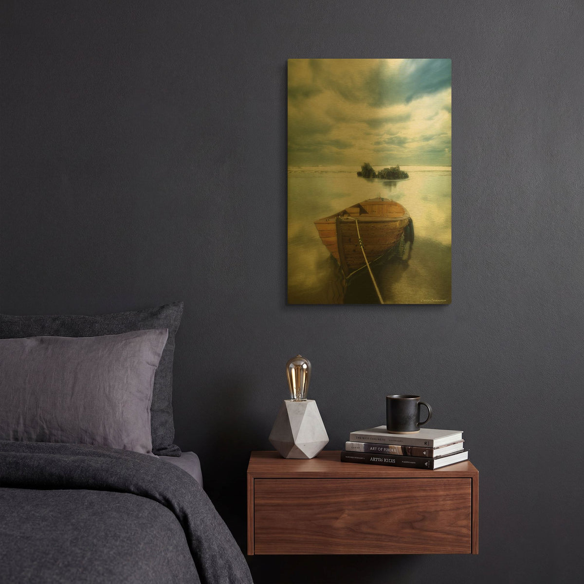'The Old Boat' By Carlos Casamayor Gold Metal Wall Art