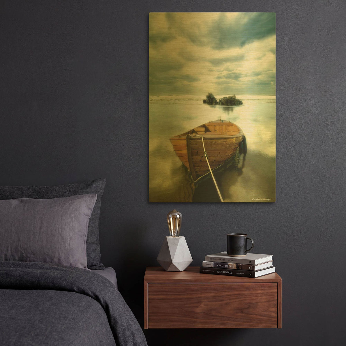 'The Old Boat' By Carlos Casamayor Gold Metal Wall Art