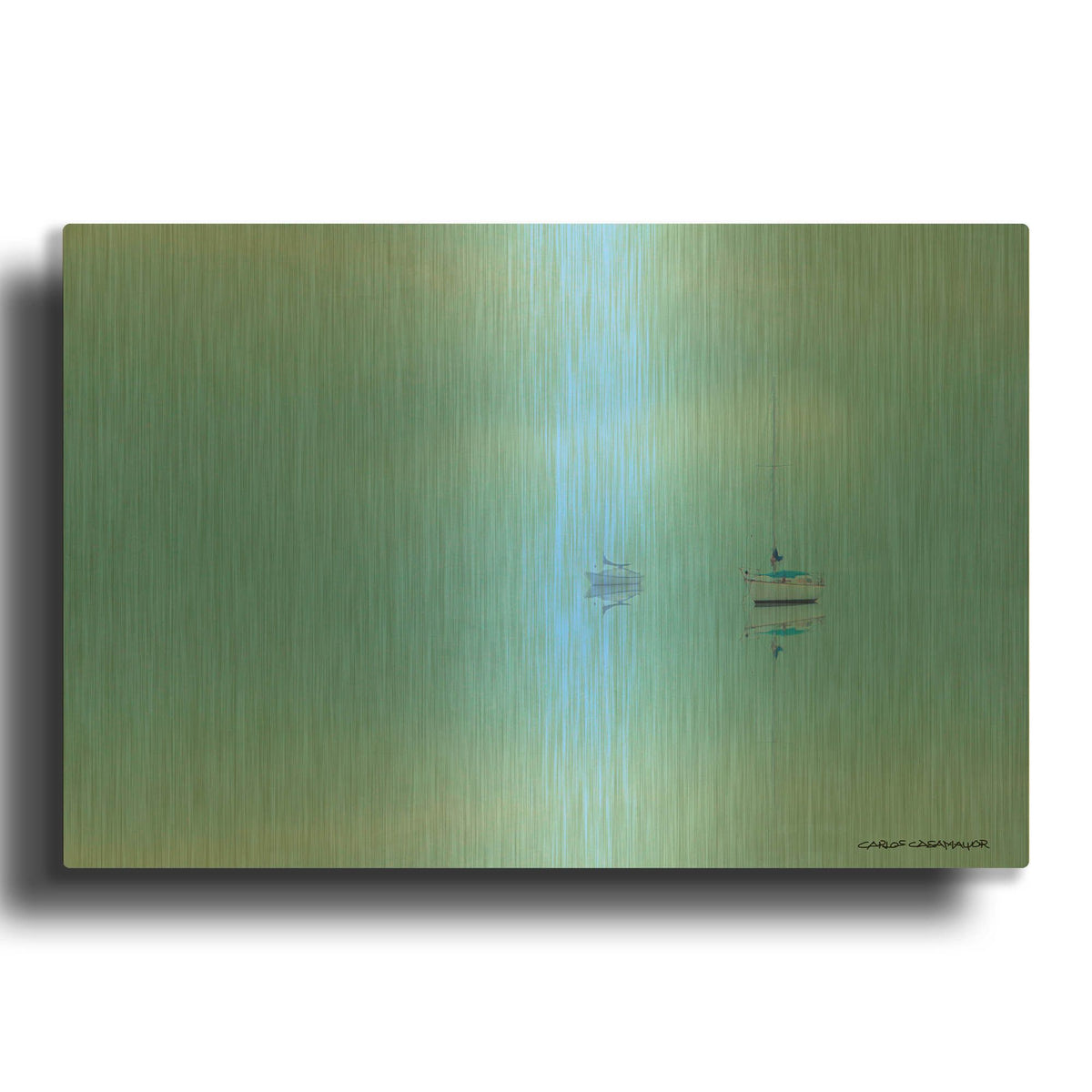 'Calm in Blue' By Carlos Casamayor Gold Metal Wall Art