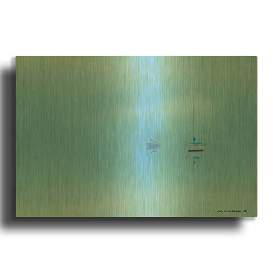 'Calm in Blue' By Carlos Casamayor Gold Metal Wall Art