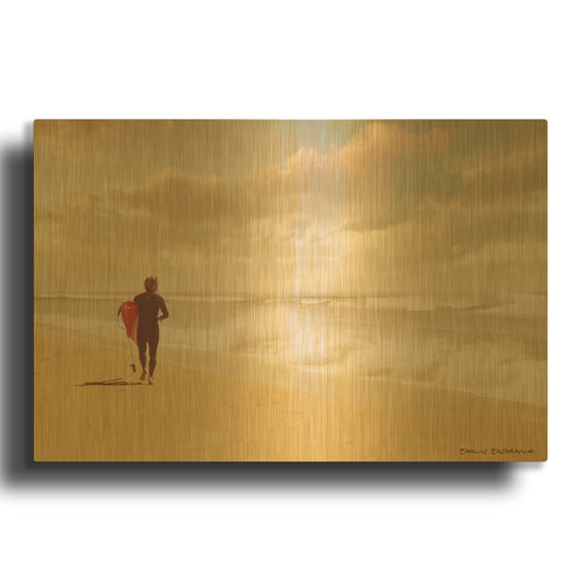 'The Surfer' By Carlos Casamayor Gold Metal Wall Art