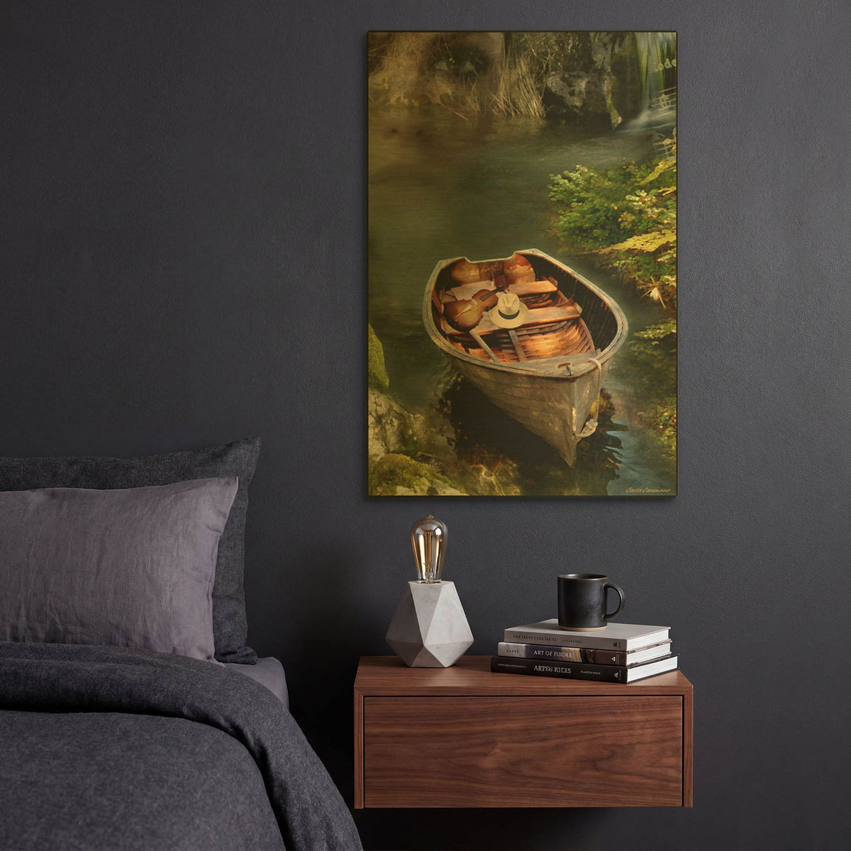 'Memories of the Old Lake V2' By Carlos Casamayor Gold Metal Wall Art