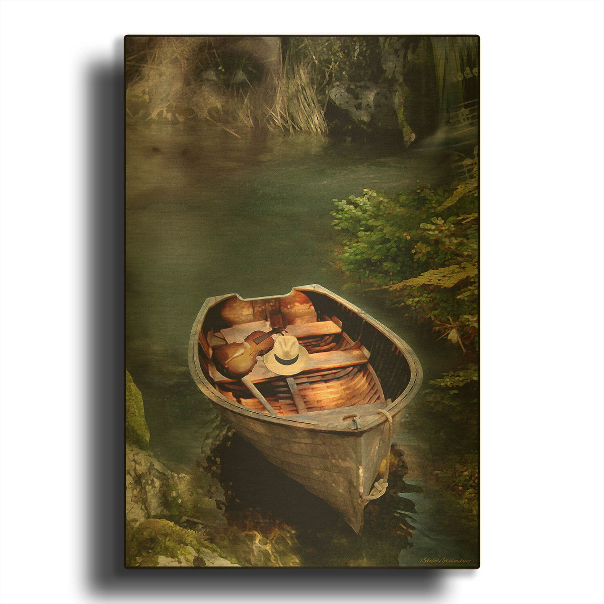 'Memories of the Old Lake V2' By Carlos Casamayor Gold Metal Wall Art