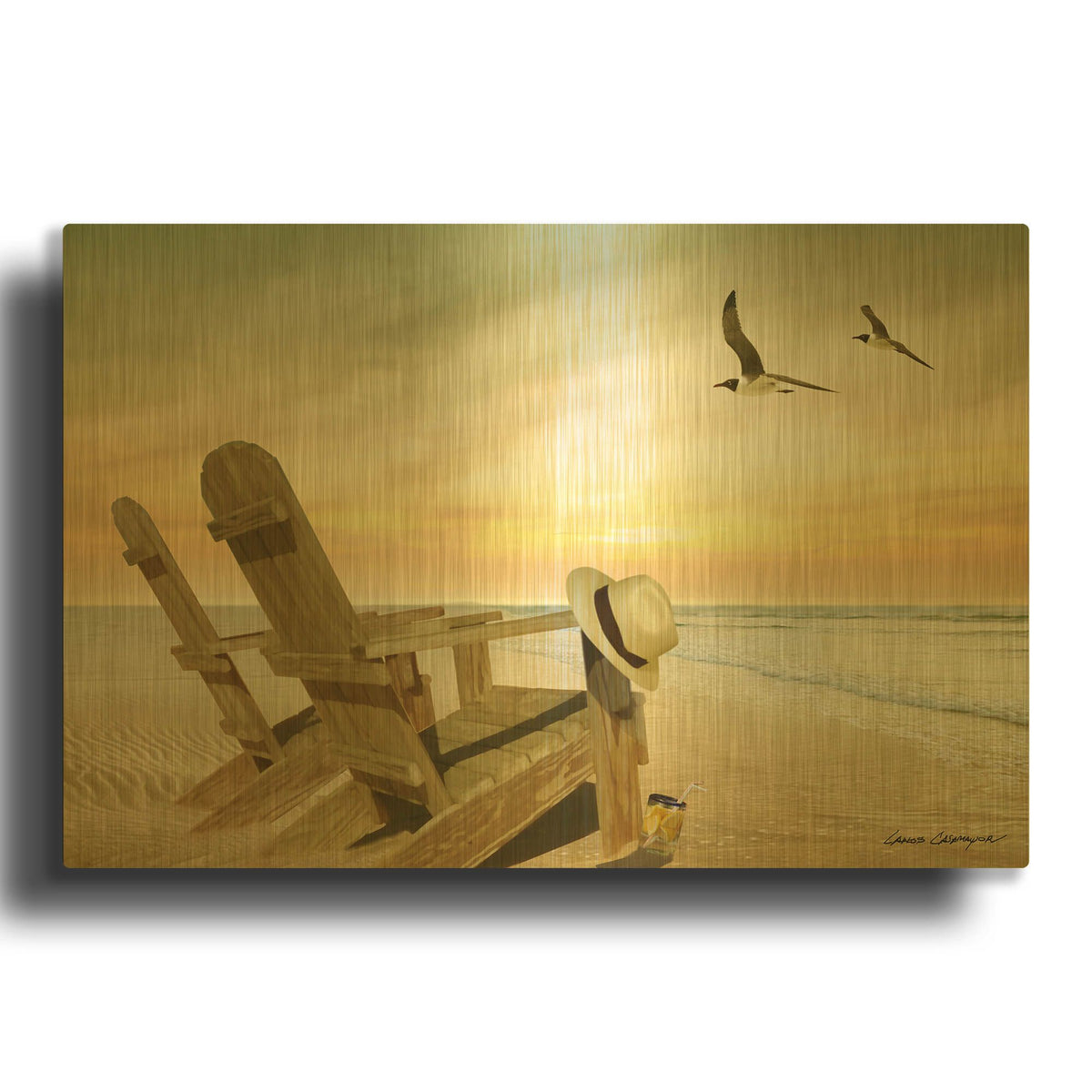 'Paradise 3' By Carlos Casamayor Gold Metal Wall Art