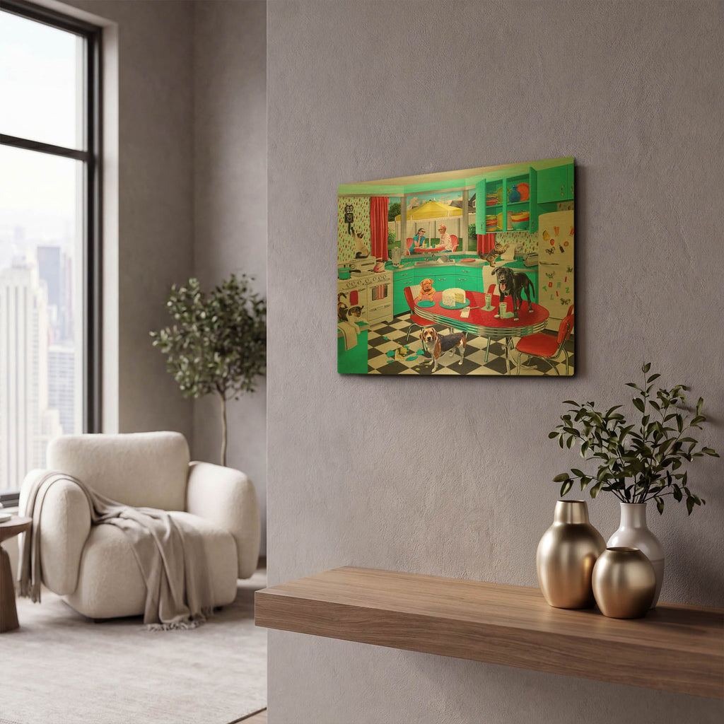 '32 Kitchen Mischief' By Chris Dobrowolski Gold Metal Wall Art