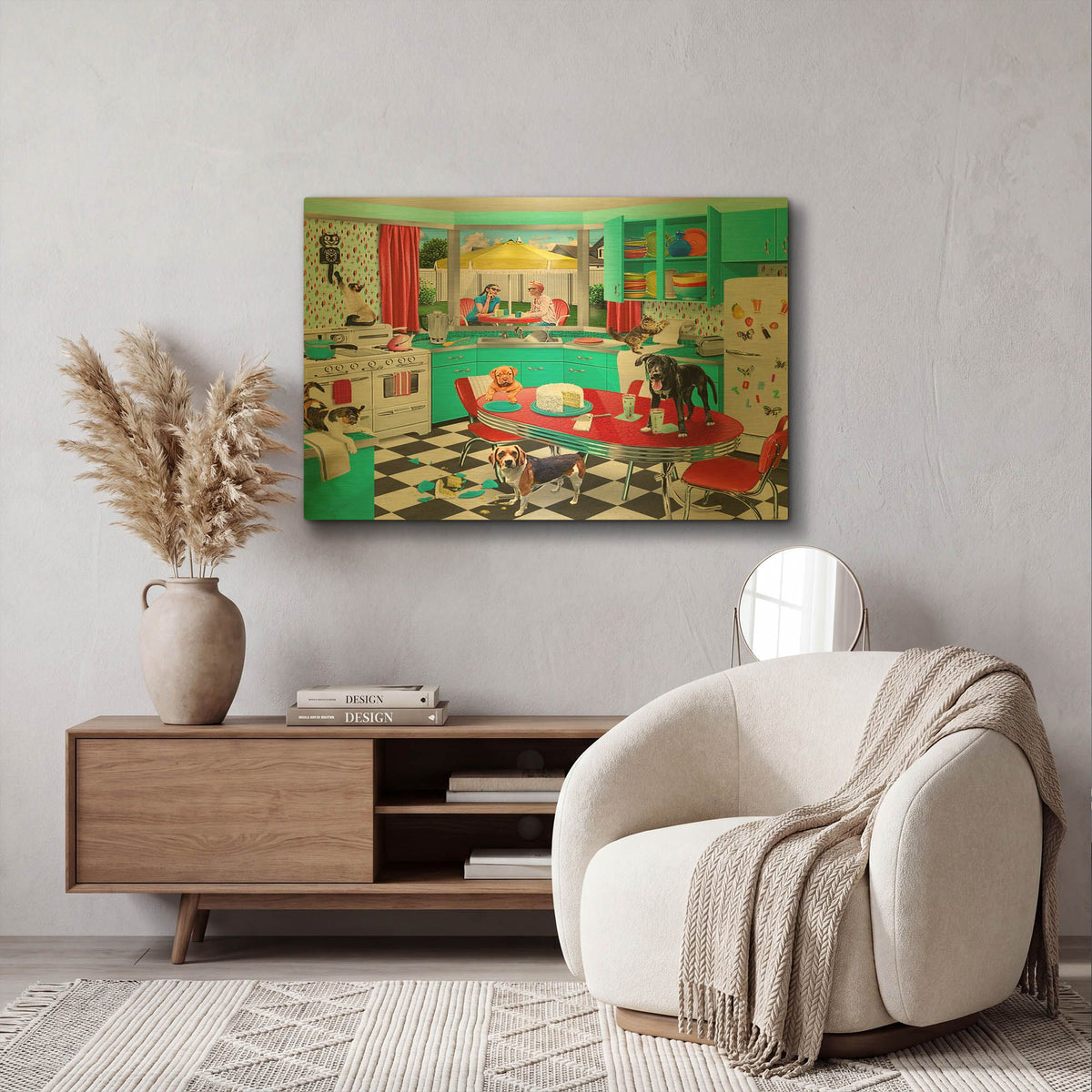 '32 Kitchen Mischief' By Chris Dobrowolski Gold Metal Wall Art