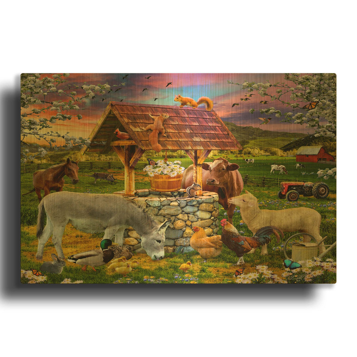 '34 Wishing Well' By Chris Dobrowolski Gold Metal Wall Art