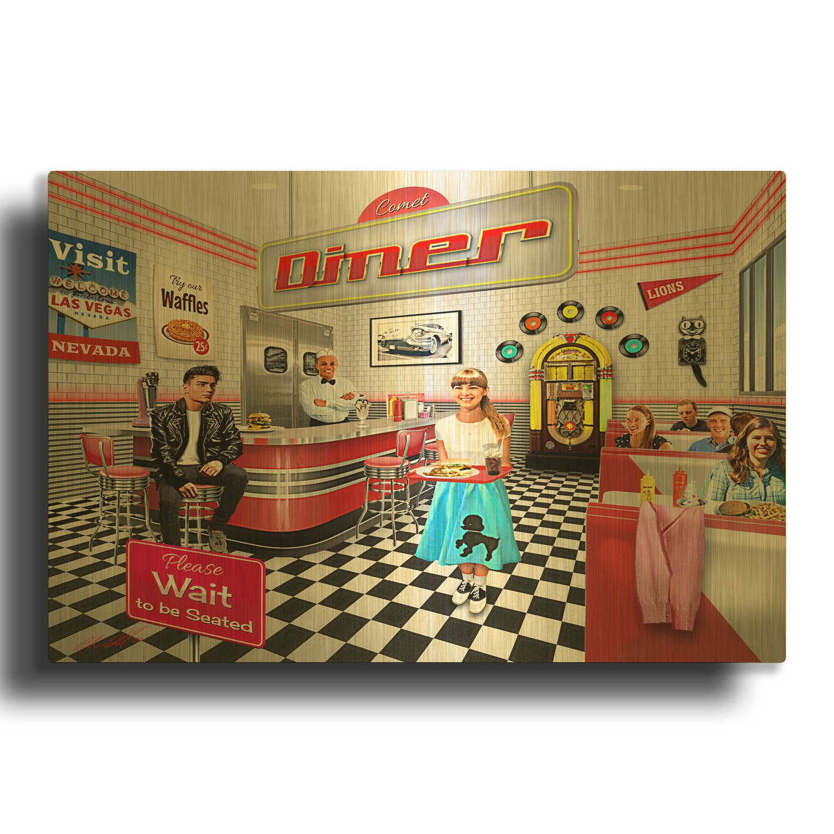'37 Comet Diner' By Chris Dobrowolski Gold Metal Wall Art