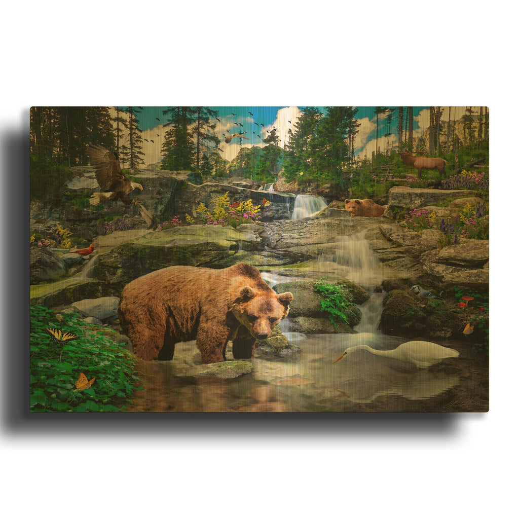 '38 Mountain Stream' By Chris Dobrowolski Gold Metal Wall Art