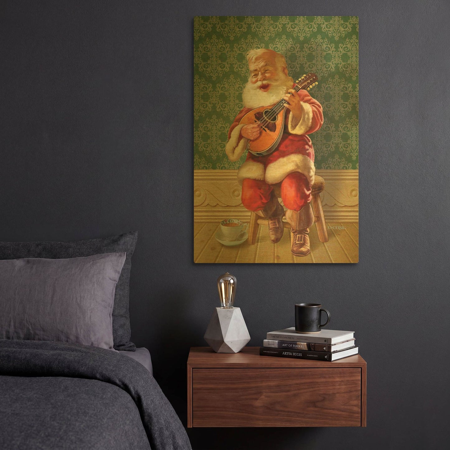 'Singing Santa II' By Dan Craig Gold Metal Wall Art