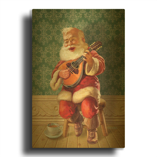 'Singing Santa II' By Dan Craig Gold Metal Wall Art