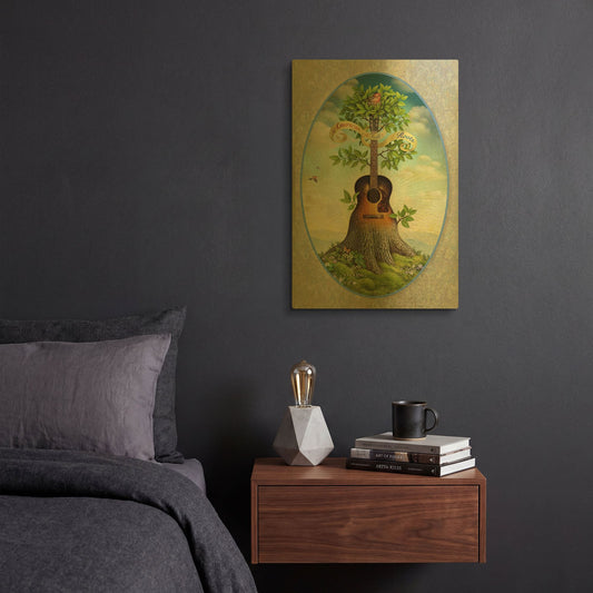 'American Folk Roots' By Dan Craig Gold Metal Wall Art
