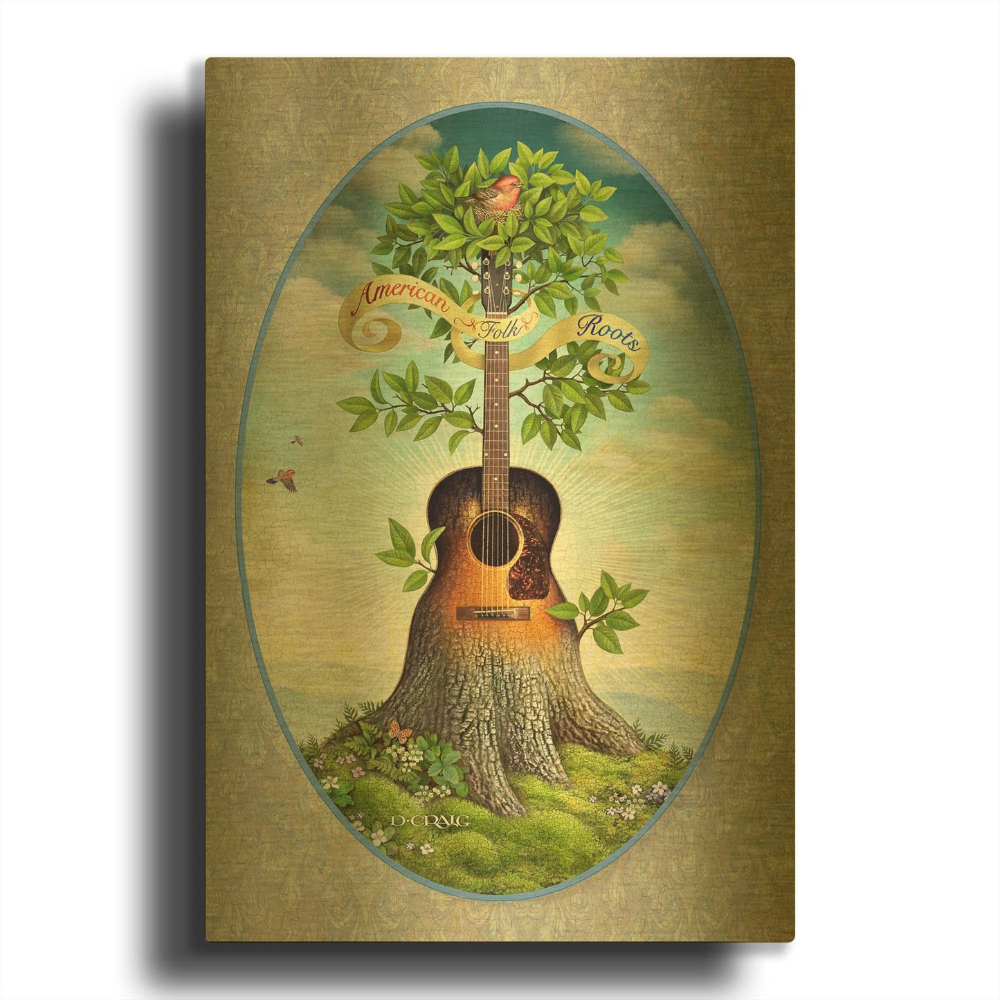 'American Folk Roots' By Dan Craig Gold Metal Wall Art