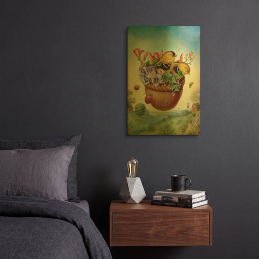 'American Goldfinches' By Dan Craig Gold Metal Wall Art