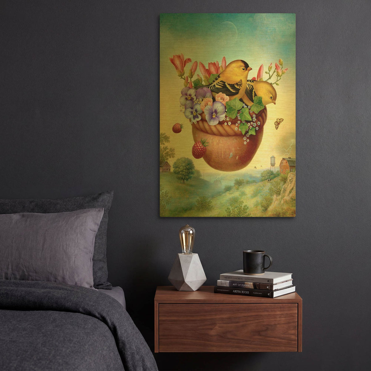 'American Goldfinches' By Dan Craig Gold Metal Wall Art