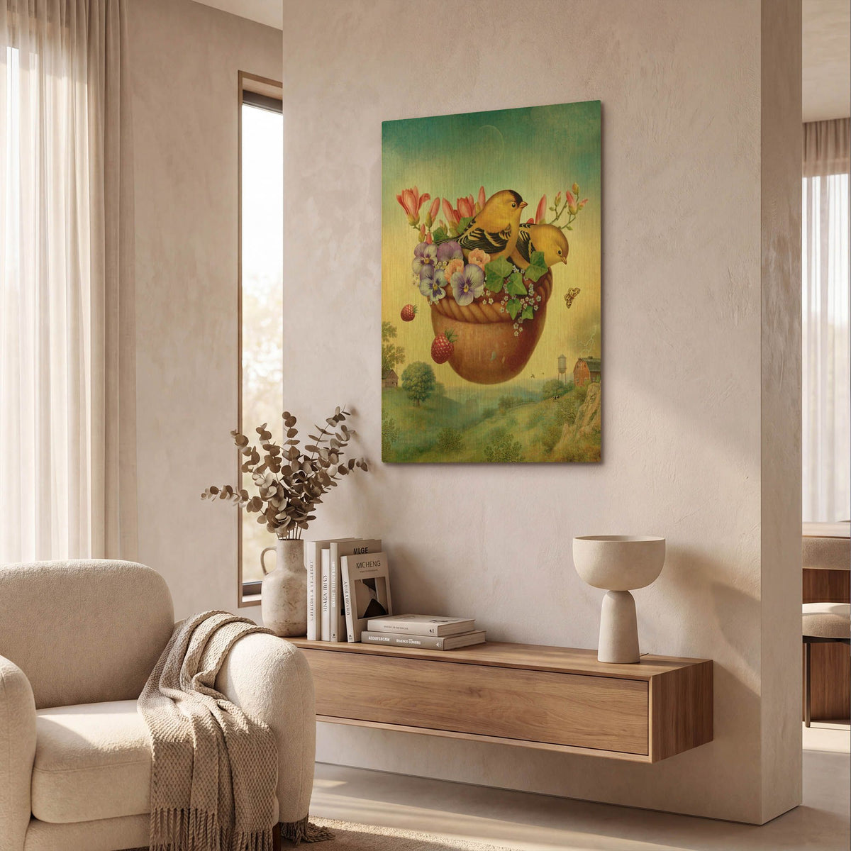 'American Goldfinches' By Dan Craig Gold Metal Wall Art