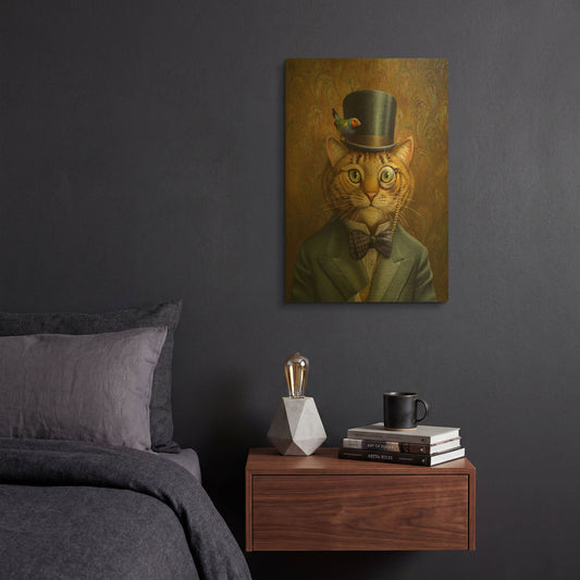 'Fat Cat' By Dan Craig Gold Metal Wall Art