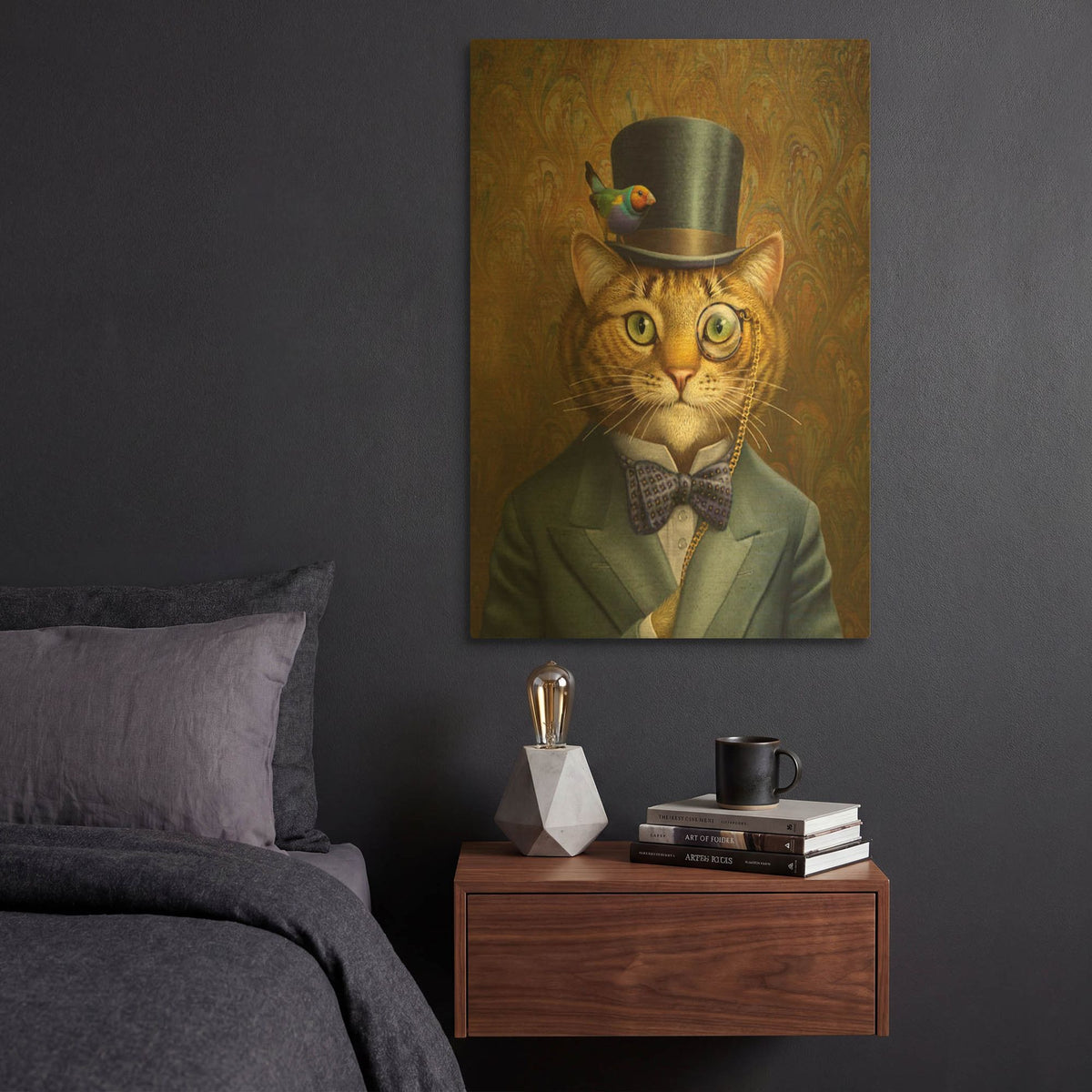 'Fat Cat' By Dan Craig Gold Metal Wall Art