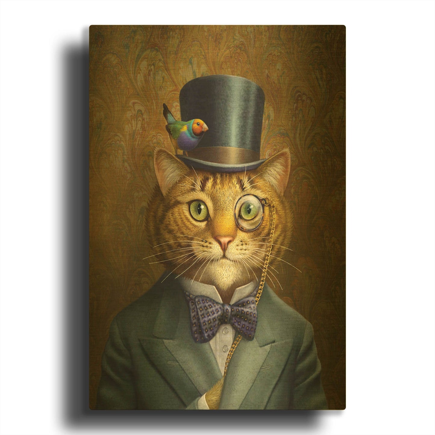 'Fat Cat' By Dan Craig Gold Metal Wall Art