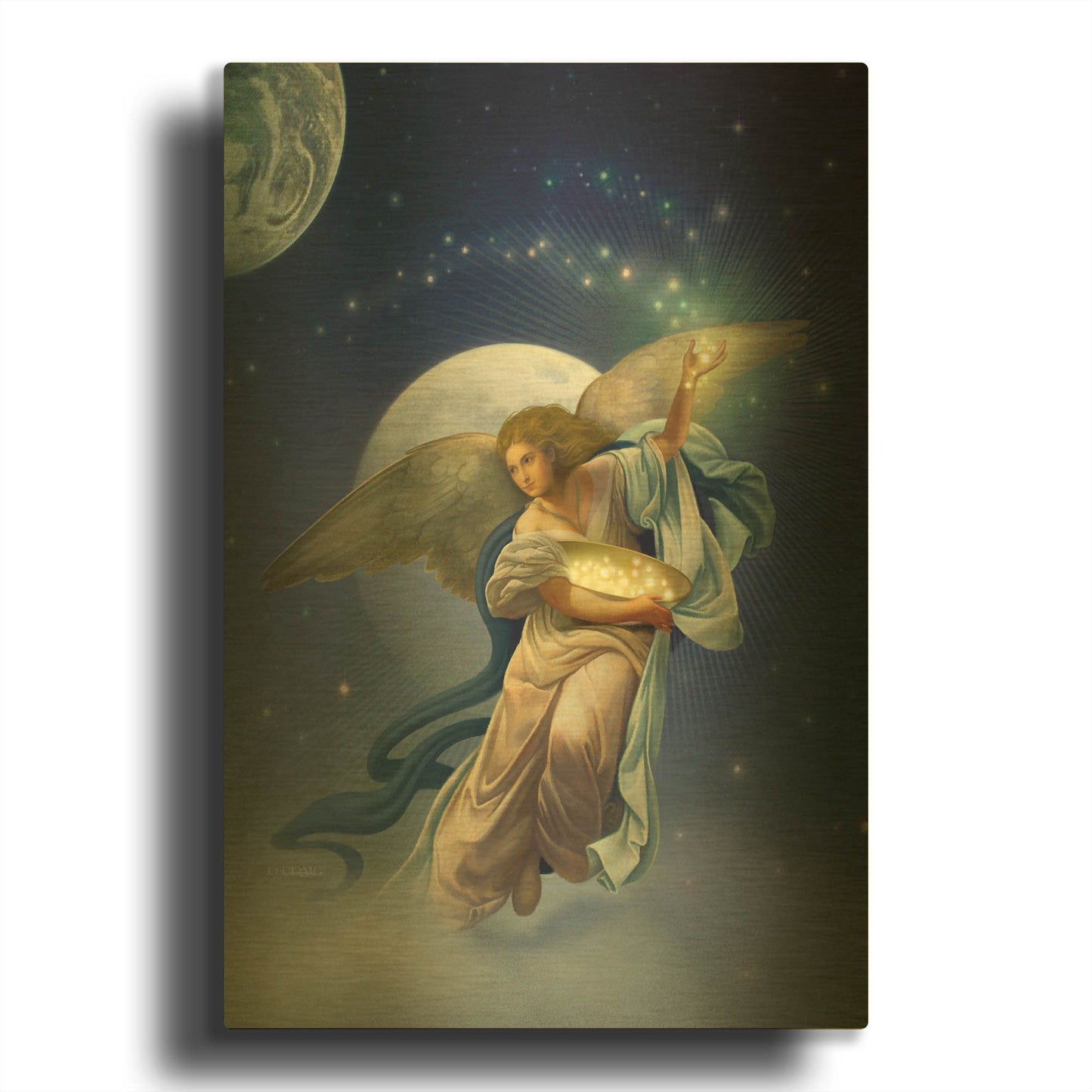 'Angel 2' By Dan Craig Gold Metal Wall Art