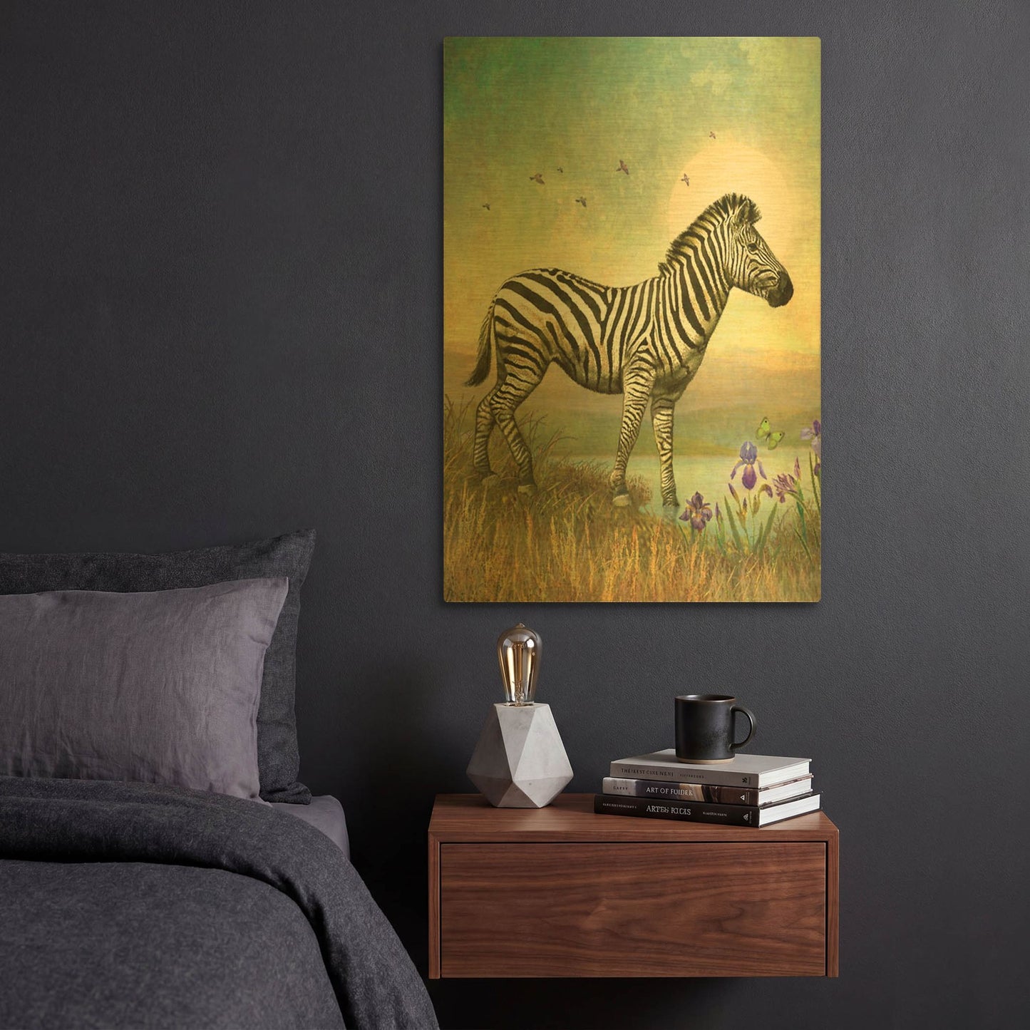 'Balance-Zebra' By Dan Craig Gold Metal Wall Art