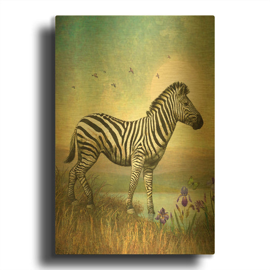 'Balance-Zebra' By Dan Craig Gold Metal Wall Art