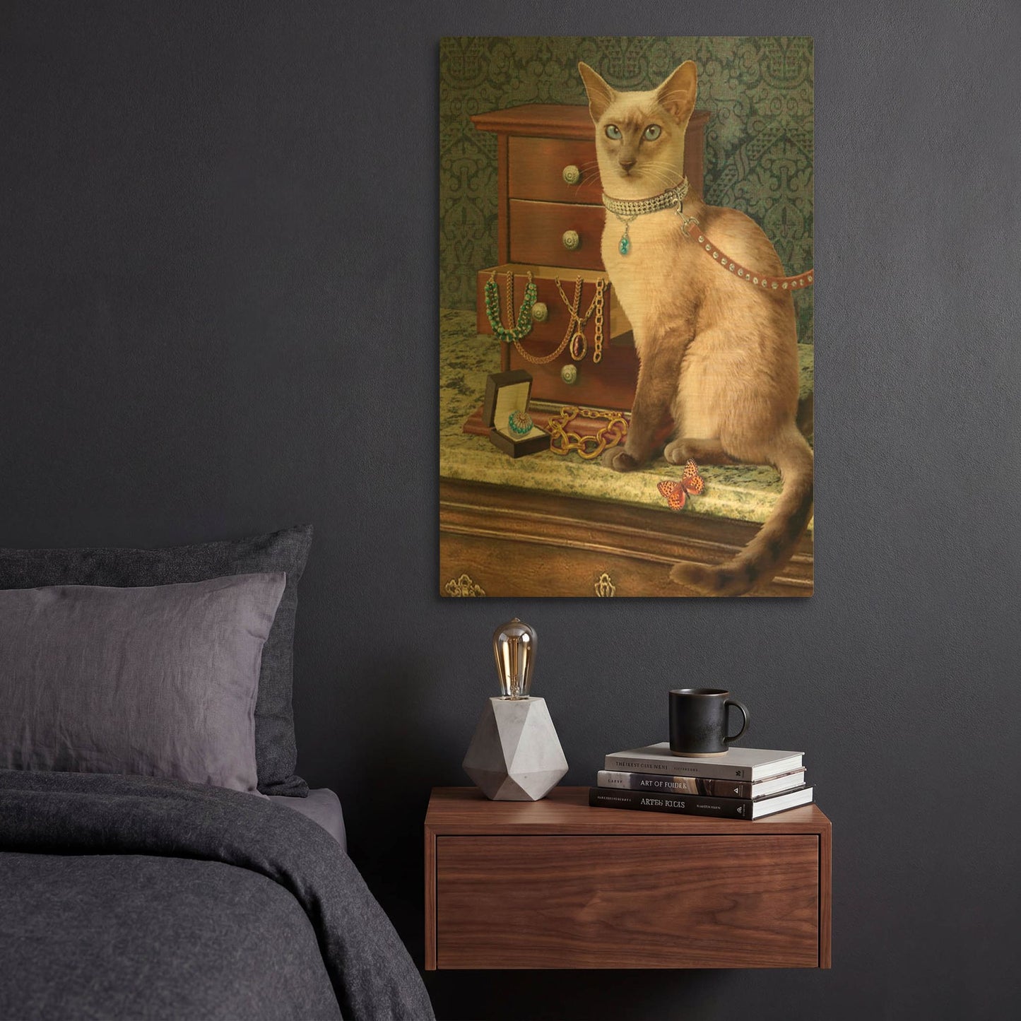 'Ego Siamese Cat' By Dan Craig Gold Metal Wall Art