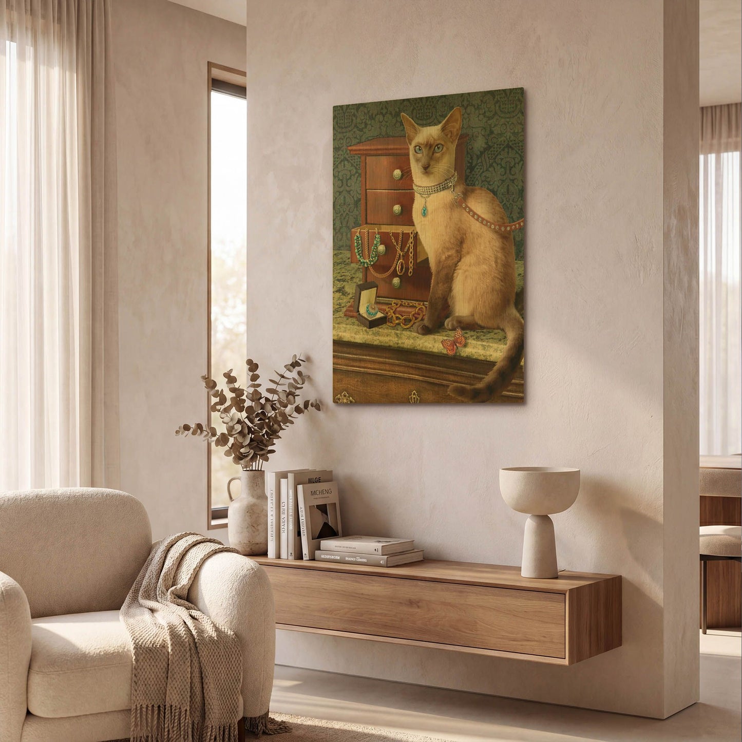 'Ego Siamese Cat' By Dan Craig Gold Metal Wall Art