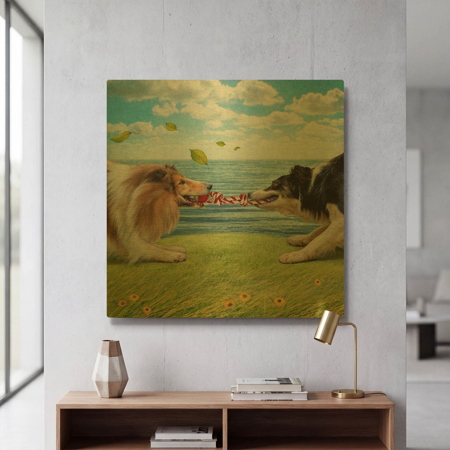 'Five Of Air-Collies' By Dan Craig Gold Metal Wall Art
