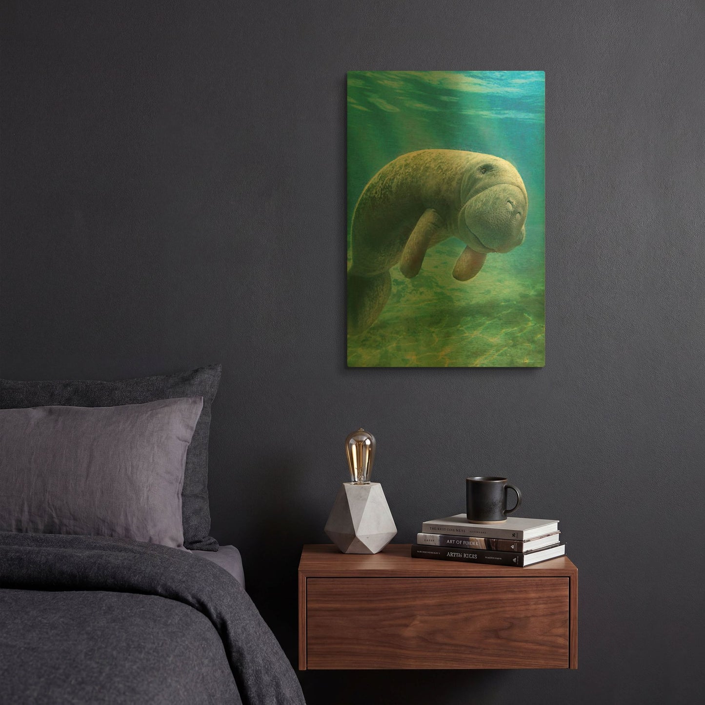 'Five Of Earth-Manatee' By Dan Craig Gold Metal Wall Art