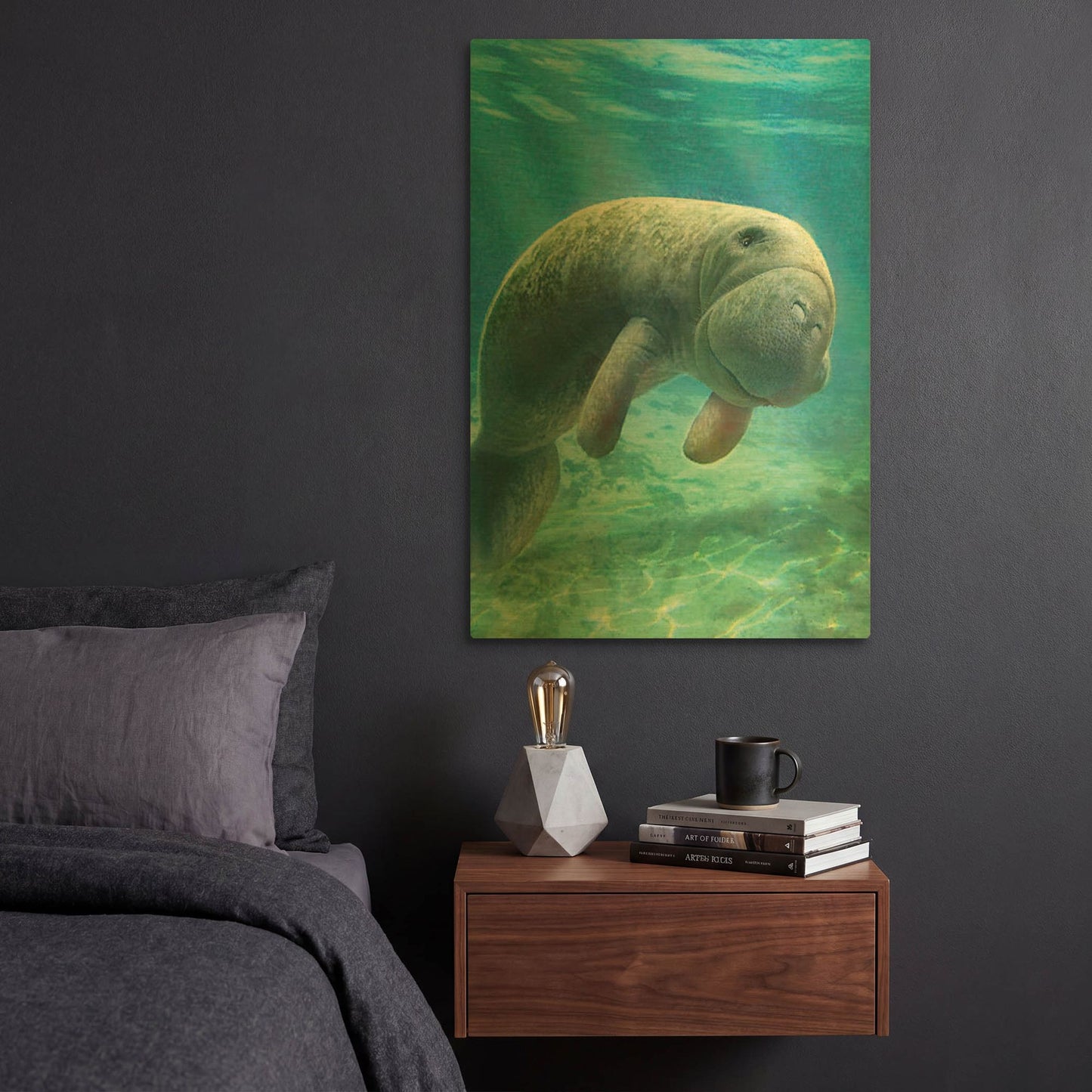 'Five Of Earth-Manatee' By Dan Craig Gold Metal Wall Art