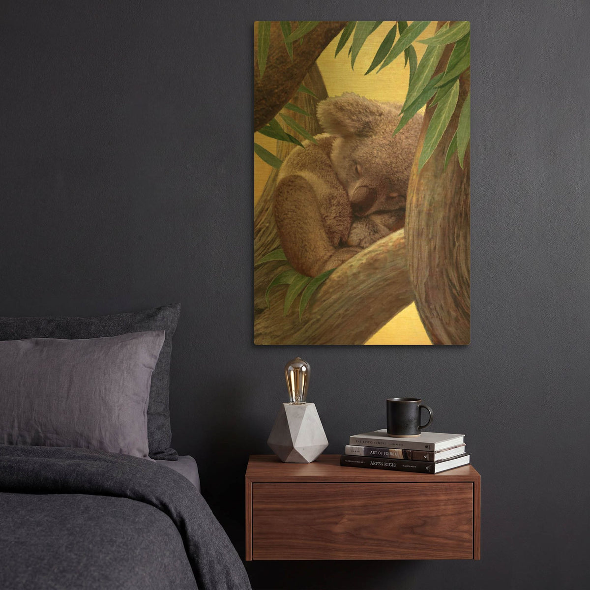'Four Of Air-Koala' By Dan Craig Gold Metal Wall Art
