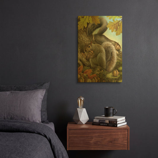 'Four Of Earth-Squirrels' By Dan Craig Gold Metal Wall Art