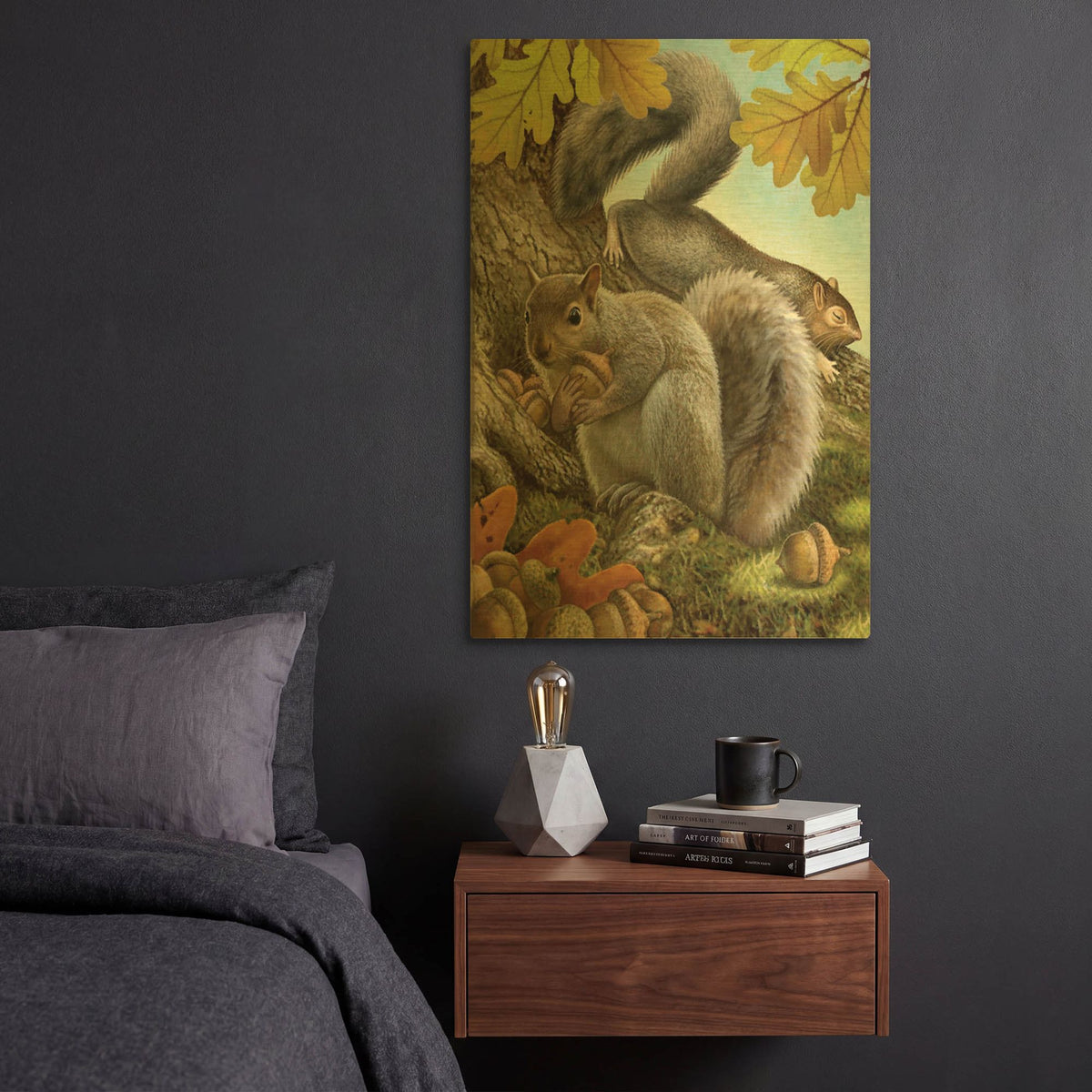 'Four Of Earth-Squirrels' By Dan Craig Gold Metal Wall Art