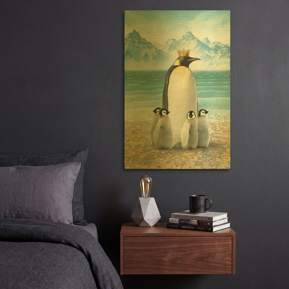 'King Of Water Penguin' By Dan Craig Gold Metal Wall Art