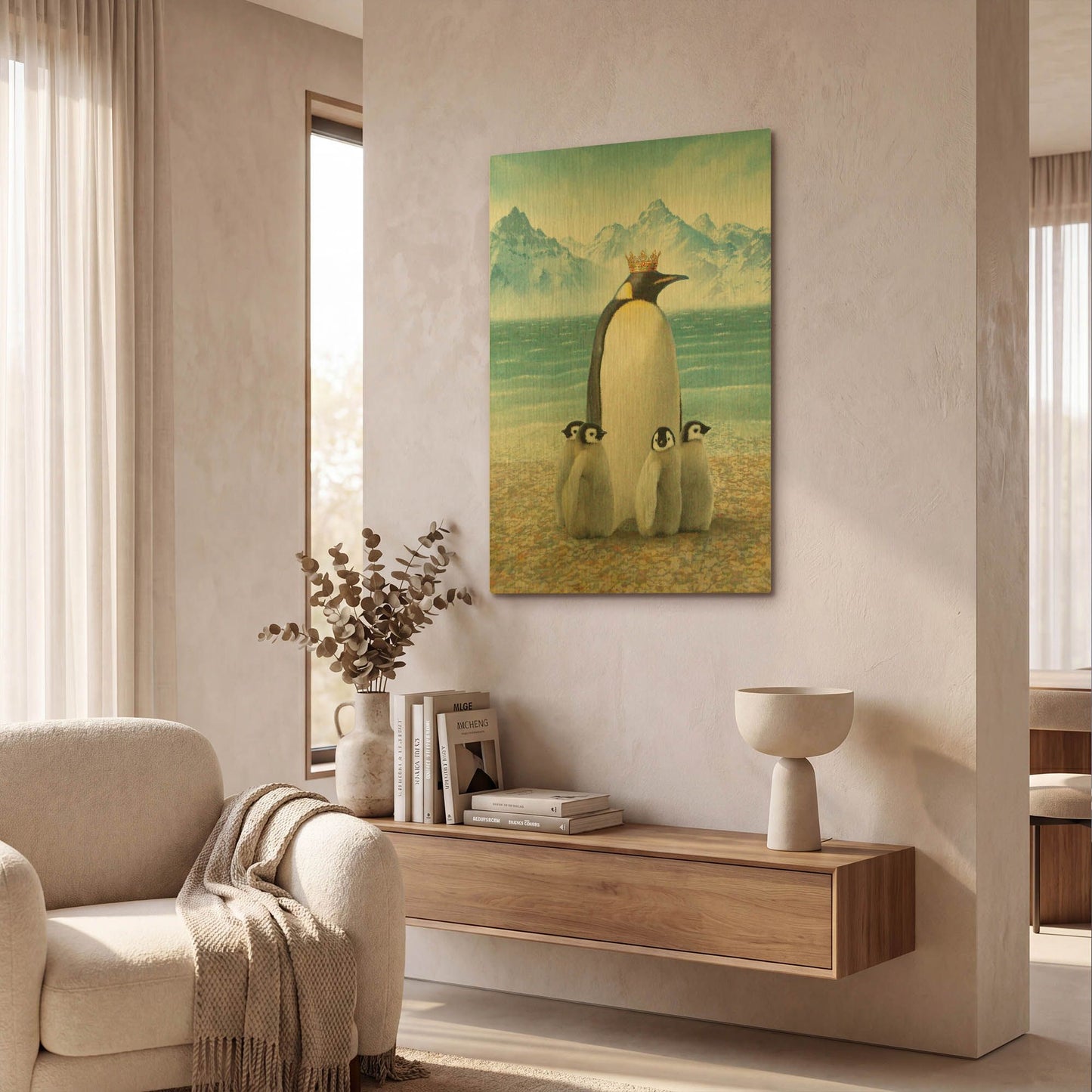'King Of Water Penguin' By Dan Craig Gold Metal Wall Art