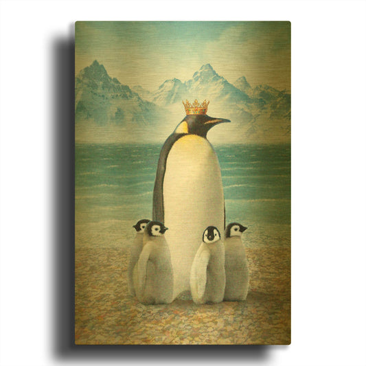 'King Of Water Penguin' By Dan Craig Gold Metal Wall Art