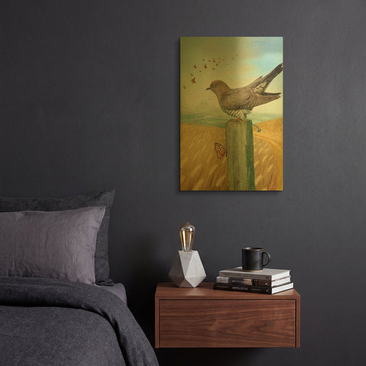 'Life Experience-Cuckoo' By Dan Craig Gold Metal Wall Art