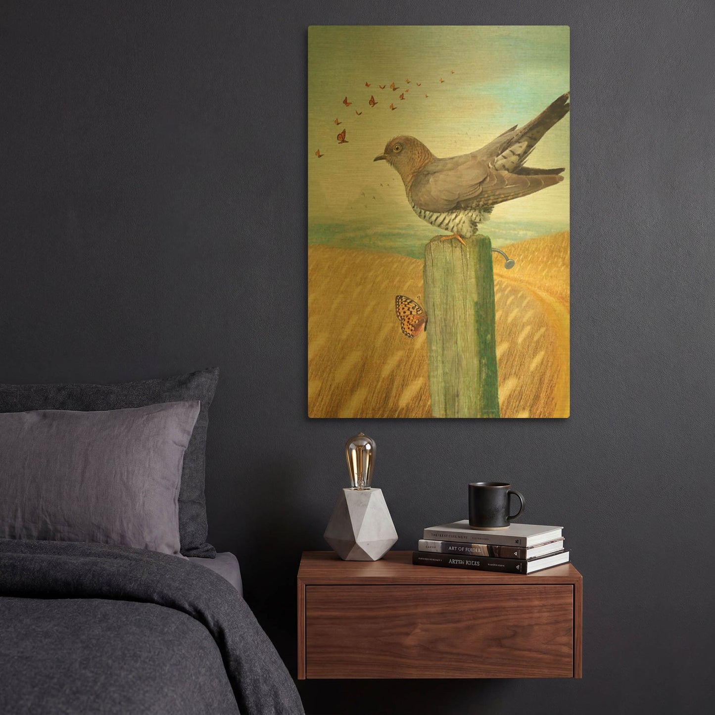 'Life Experience-Cuckoo' By Dan Craig Gold Metal Wall Art