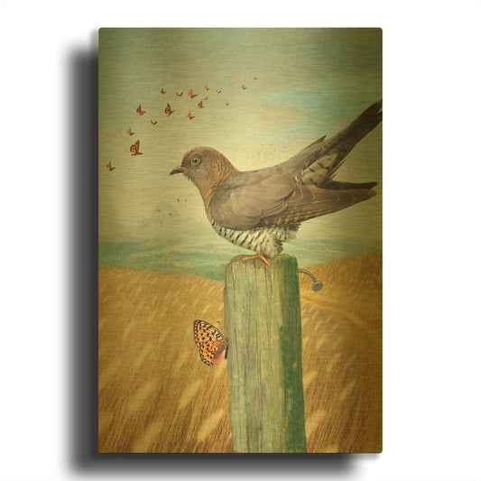 'Life Experience-Cuckoo' By Dan Craig Gold Metal Wall Art