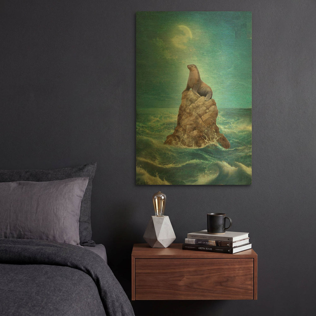 'Nine Of Air Sea Lion' By Dan Craig Gold Metal Wall Art