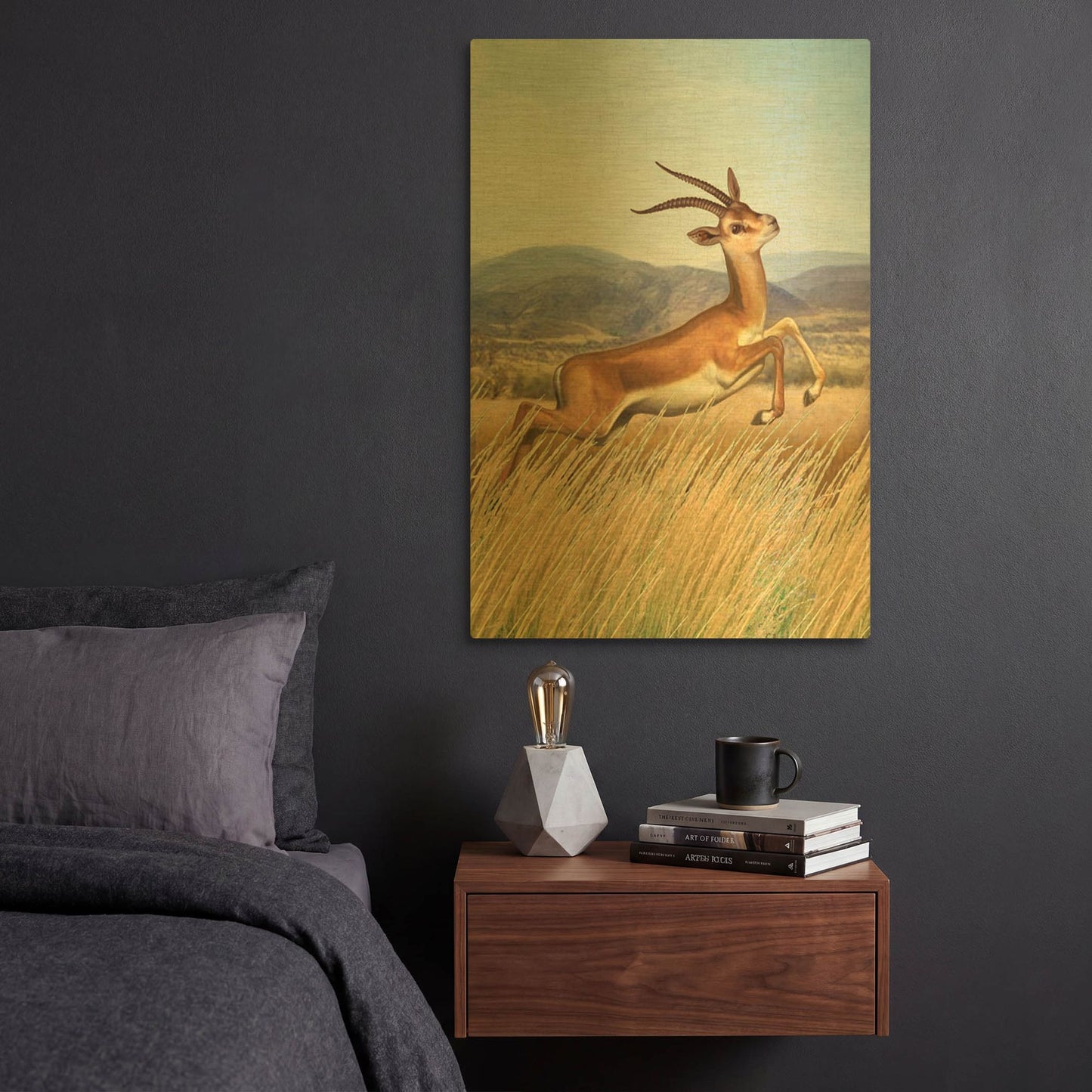 'Nine Of Fire Gazelle' By Dan Craig Gold Metal Wall Art