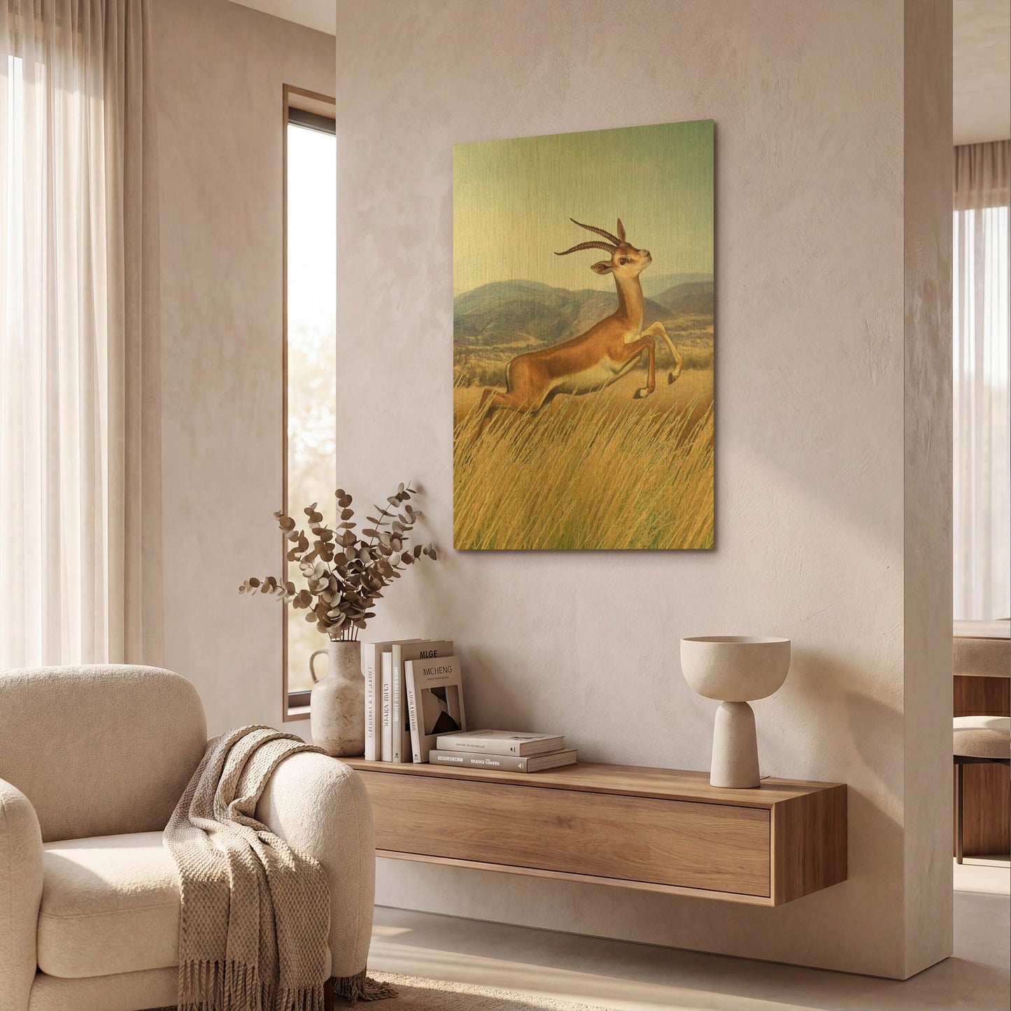 'Nine Of Fire Gazelle' By Dan Craig Gold Metal Wall Art