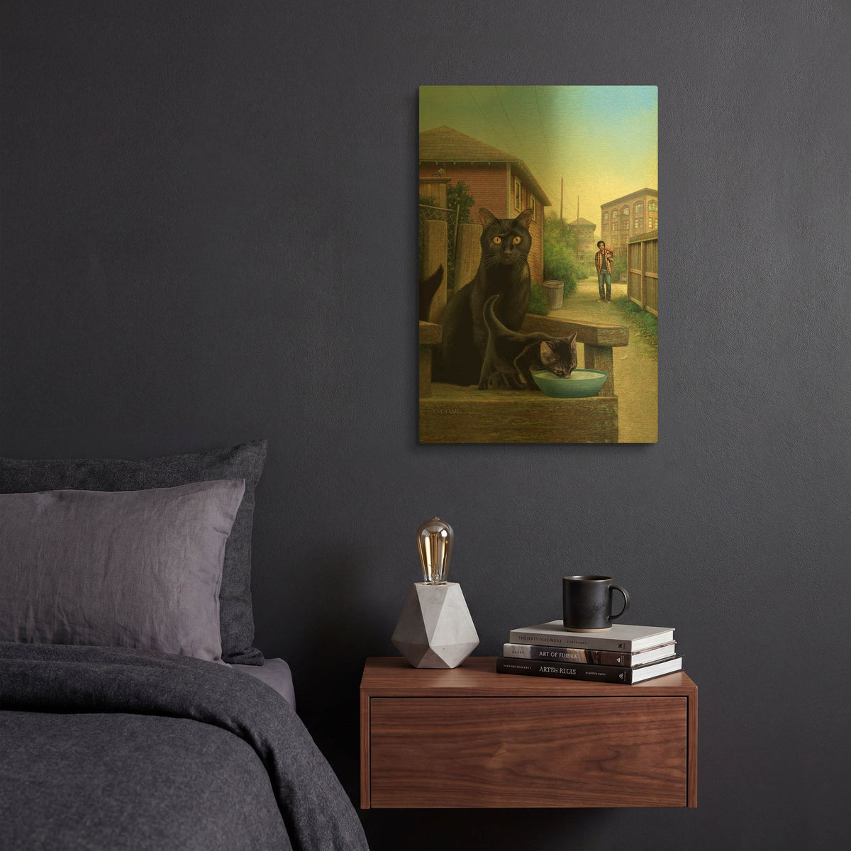 'Old Cat Cover' By Dan Craig Gold Metal Wall Art